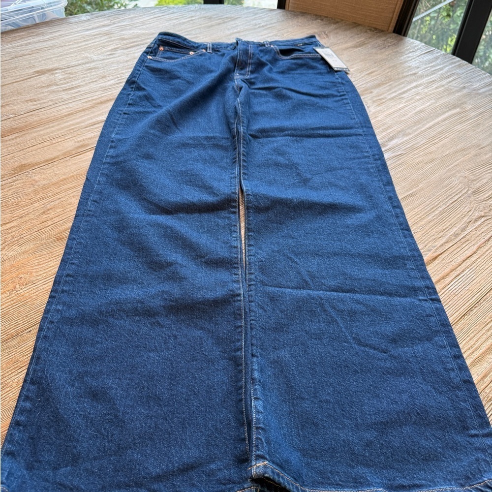 Mavi Victoria High-Rise Wide Leg Solid Deep Recycled Blue Relaxed Jeans 31/32